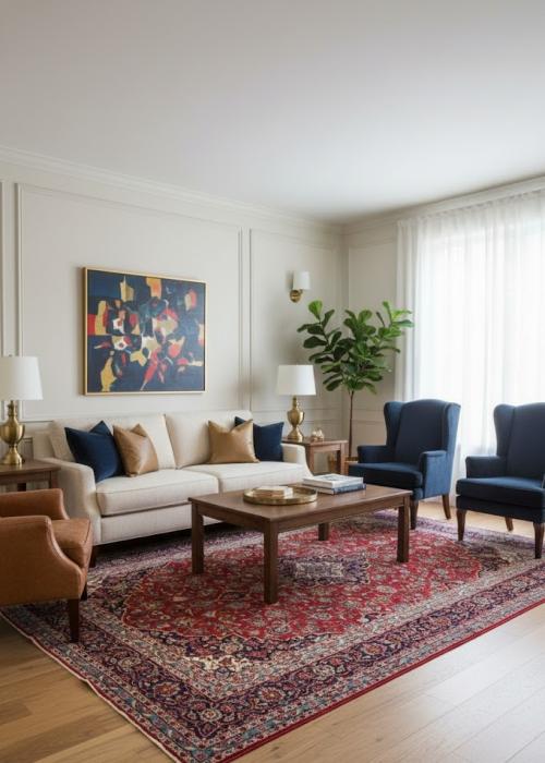 8'0 x 11'9 Hand Knotted Kashan Floral Persian Wool Rug