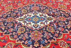 Vintage Red Traditional Floral 9'7X13'6 Kashan Persian Rug