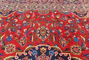 Vintage Red Traditional Floral 9'7X13'6 Kashan Persian Rug