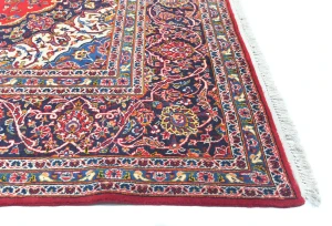 Vintage Red Traditional Floral 9'7X13'6 Kashan Persian Rug