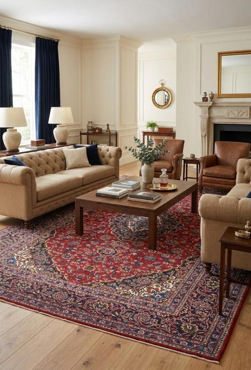 Vintage Red Floral Traditional 8x12 Kashan Persian Rug