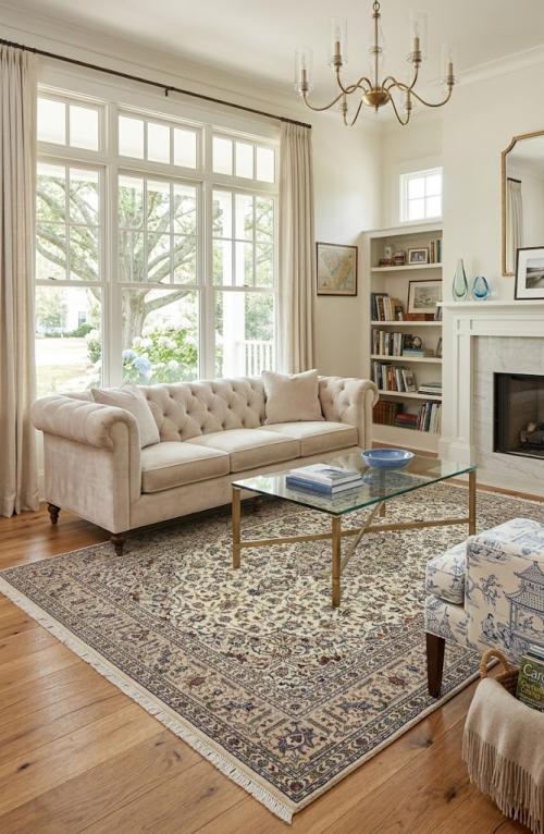 8'0 x 11'5 Hand Knotted Kashan Floral Persian Wool Rug