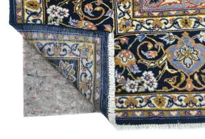 Vintage Dark Purple-navy Floral Traditional 10X13 Kashan Persian Rug