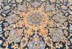 Vintage Dark Purple-navy Floral Traditional 10X13 Kashan Persian Rug