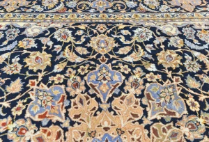 Vintage Dark Purple-navy Floral Traditional 10X13 Kashan Persian Rug