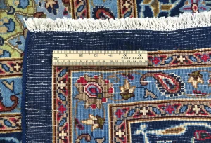 Vintage Dark Navy Floral Traditional 10X13 Kashmar Persian Rug