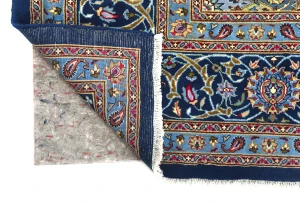 Vintage Dark Navy Floral Traditional 10X13 Kashmar Persian Rug