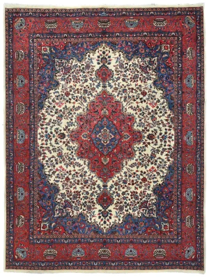Vintage Purple-navy Traditional 10X13 Kashmar Persian Rug