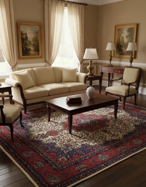 9'10 x 12'10 Hand Knotted Kashmar Floral Persian Wool Rug