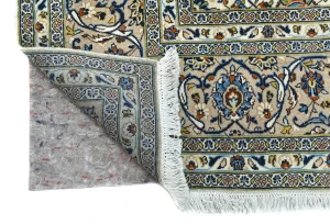 Vintage Cream Floral Traditional 8X12 Kashan Persian Rug