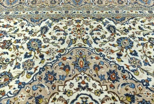 Vintage Cream Floral Traditional 8X12 Kashan Persian Rug