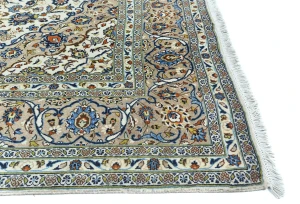 Vintage Cream Floral Traditional 8X12 Kashan Persian Rug
