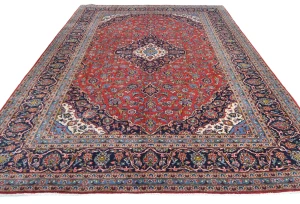 Vintage Red Floral Traditional 8X11 Kashan Persian Rug