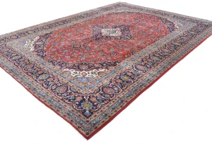 Vintage Red Floral Traditional 8X11 Kashan Persian Rug