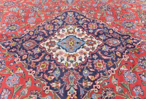 Vintage Red Floral Traditional 8X11 Kashan Persian Rug