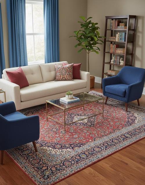 8'4 x 11'4 Hand Knotted Kashan Floral Persian Wool Rug