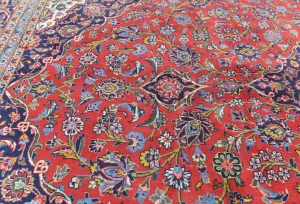 Vintage Red Floral Traditional 8X11 Kashan Persian Rug