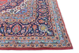 Vintage Red Floral Traditional 8X11 Kashan Persian Rug