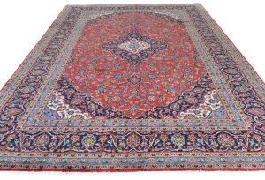 Vintage Red Floral Traditional 8X11 Kashan Persian Rug