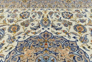 Vintage Cream Floral Traditional 9'6X13'2 Kashan Persian Oriental Rug