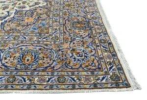 Vintage Cream Floral Traditional 9'6X13'2 Kashan Persian Oriental Rug