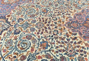 Vintage Cream Pictorial Traditional 8X11 Kashmar Persian Rug