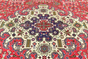 Vintage Red Floral Traditional 8x11 Tabriz Persian Rug