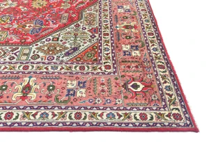 Vintage Red Floral Traditional 8x11 Tabriz Persian Rug