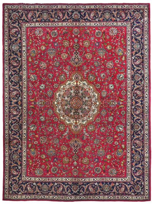 Vintage Red Floral Traditional 10X13 Tabriz Persian Rug