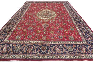 Vintage Red Floral Traditional 10X13 Tabriz Persian Rug