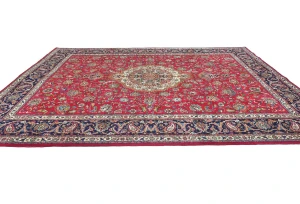Vintage Red Floral Traditional 10X13 Tabriz Persian Rug