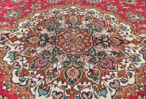 Vintage Red Floral Traditional 10X13 Tabriz Persian Rug