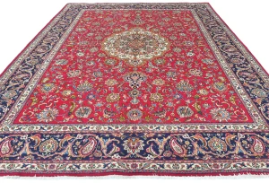 Vintage Red Floral Traditional 10X13 Tabriz Persian Rug