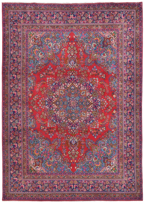 Vintage Red Traditional 10X13 Sabzevar Persian Rug