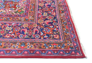 Vintage Red Traditional 10X13 Sabzevar Persian Rug