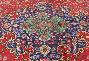 Vintage Red Floral Traditional 10X13 Tabriz Persian Rug