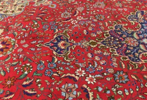 Vintage Red Floral Traditional 10X13 Tabriz Persian Rug