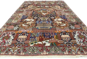 Vintage Mauve Pictorial 10X13 Kashmar Persian Rug