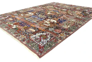 Vintage Mauve Pictorial 10X13 Kashmar Persian Rug