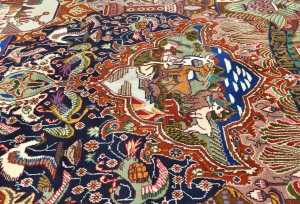 Vintage Mauve Pictorial 10X13 Kashmar Persian Rug