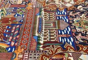 Vintage Mauve Pictorial 10X13 Kashmar Persian Rug