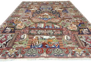 Vintage Mauve Pictorial 10X13 Kashmar Persian Rug