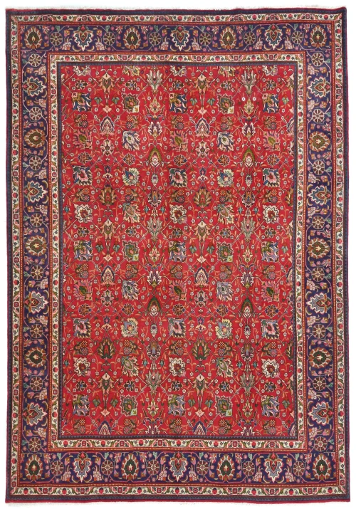 Vintage Red FloralTraditional 9'7X12'6 Tabriz Persian Rug
