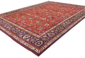 Vintage Red FloralTraditional 9'7X12'6 Tabriz Persian Rug