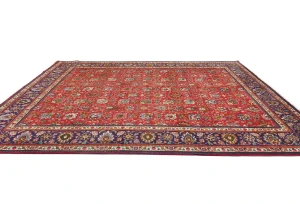 Vintage Red FloralTraditional 9'7X12'6 Tabriz Persian Rug