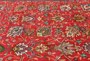 Vintage Red FloralTraditional 9'7X12'6 Tabriz Persian Rug