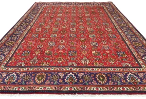 Vintage Red FloralTraditional 9'7X12'6 Tabriz Persian Rug