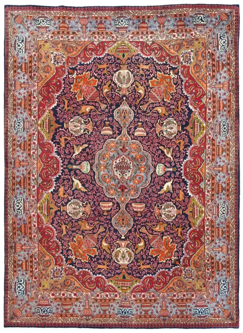 Vintage Purple-navy Traditional 9'5X12'4 Kashmar Persian Rug