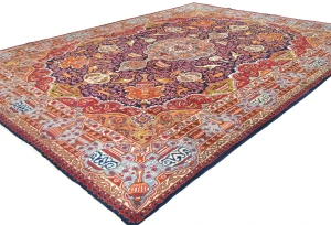 Vintage Purple-navy Traditional 9'5X12'4 Kashmar Persian Rug