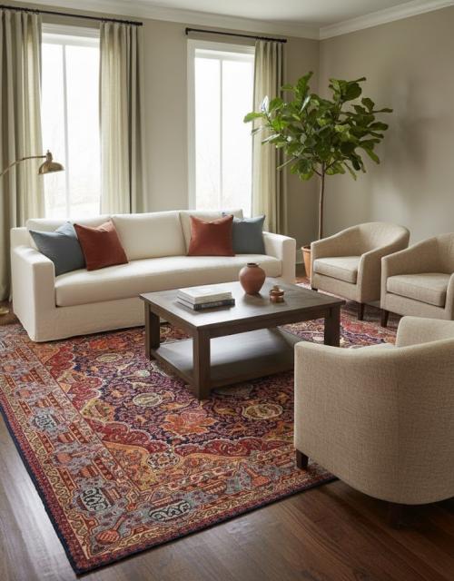 Vintage Purple-navy Traditional 9'5X12'4 Kashmar Persian Rug